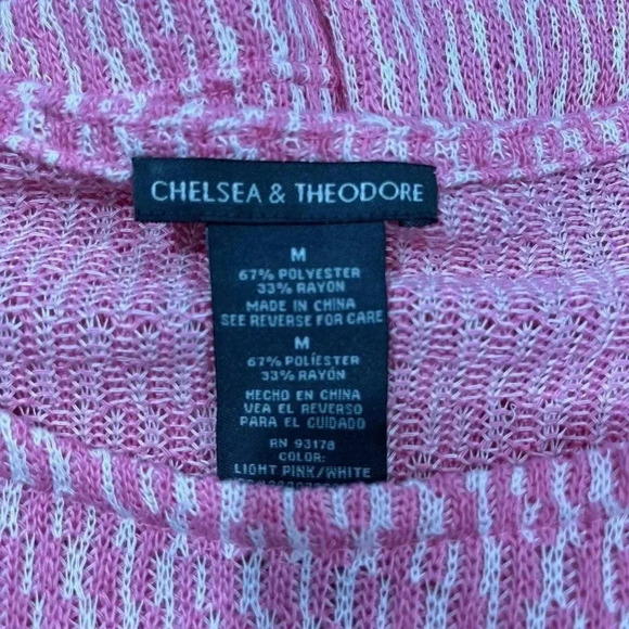 NWT Chelsea and Theodore Poly rayon textured sweater top high low pink & white - Picture 7 of 8